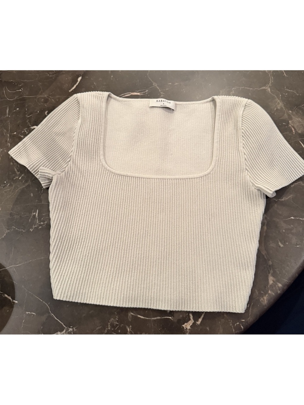 Babaton Sculpt Knit Contour Top White short sleeve small